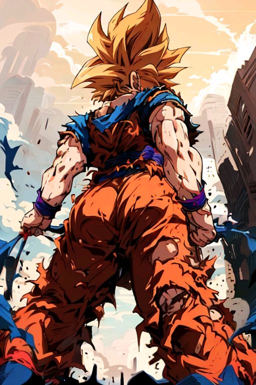 AI art "Son Goku seen from behind."