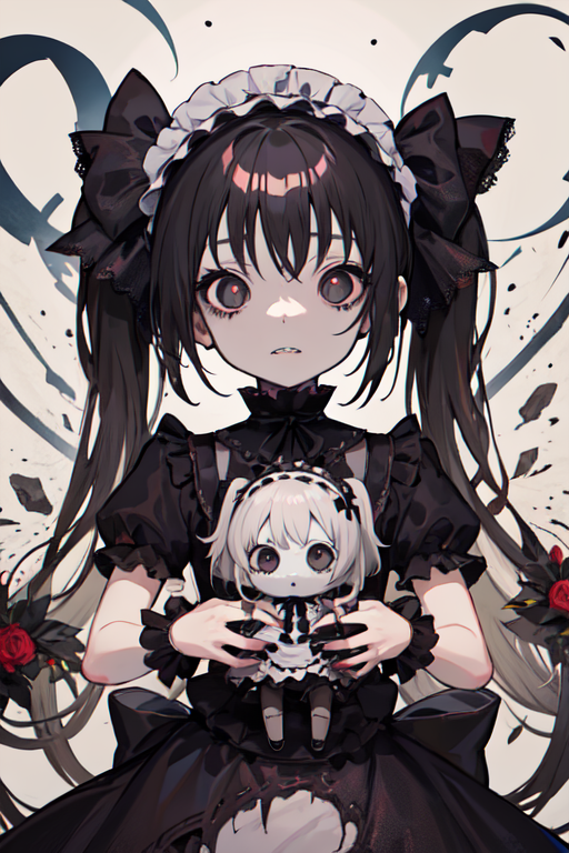 AI art "Gothic girl holding a doll"