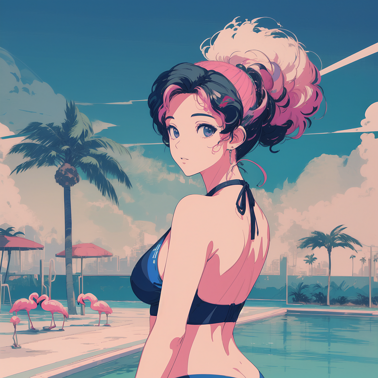 AI art "1980's POP" featuring #SummerPoolParty