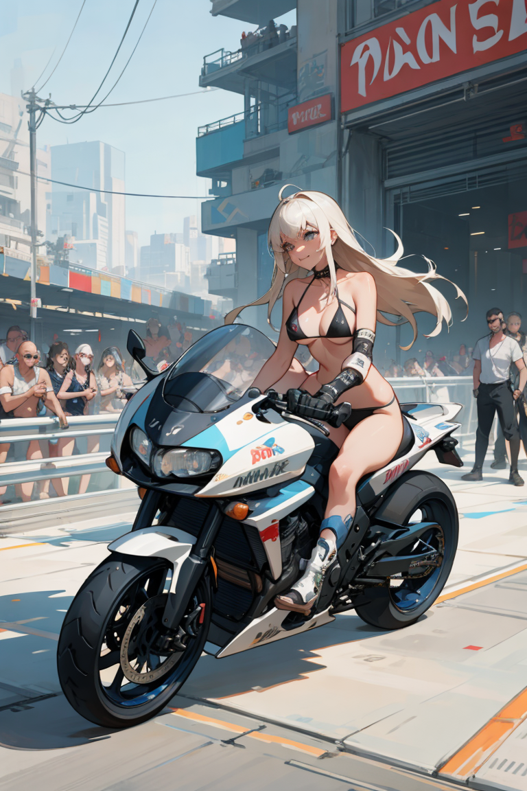 AI art "白色摩托车"