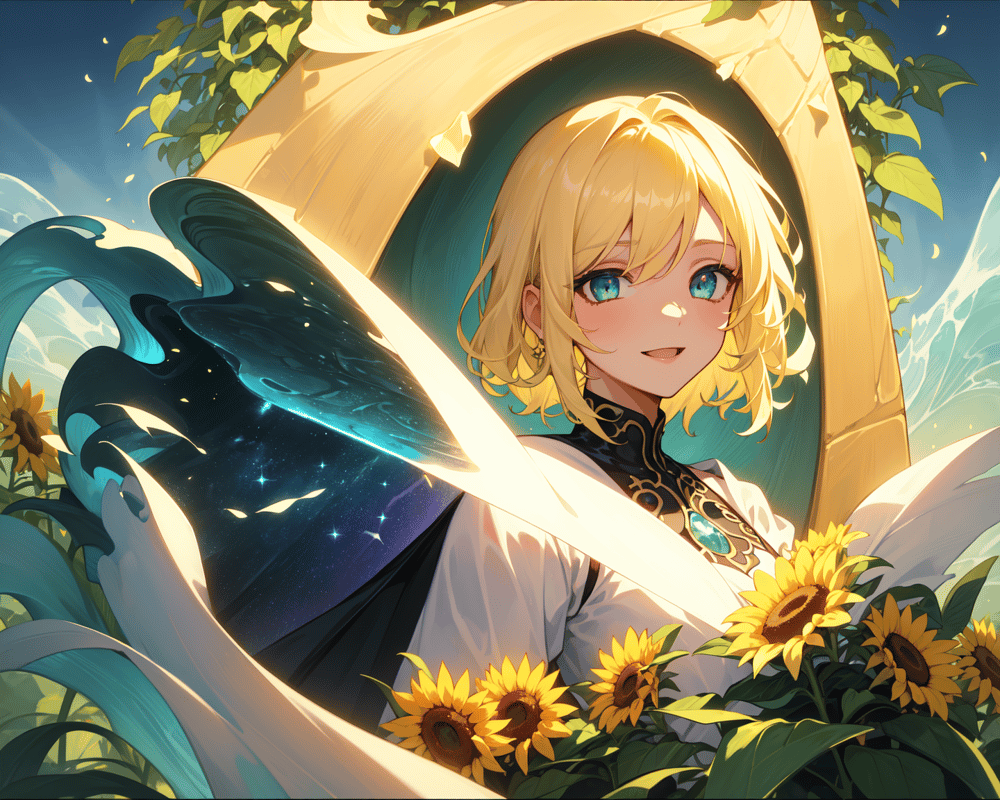 AI art "Sunflower🌻" for keywords Masterpiece, best quality, 1girl , sunflower 