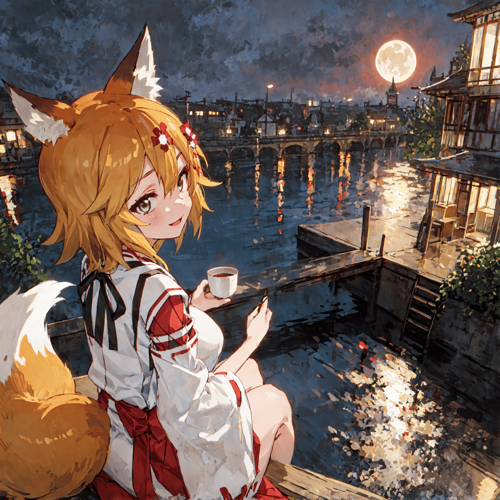 AI art "Senko tea by the sea"