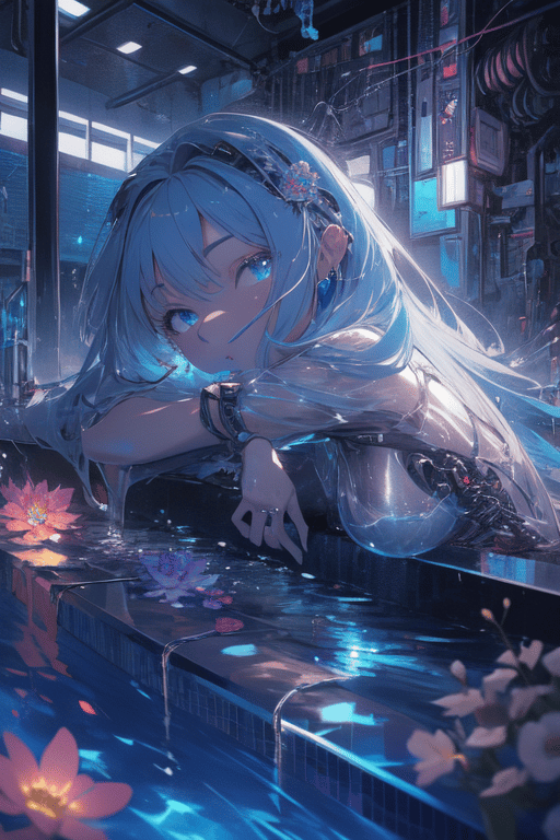 AI art "Tired in the pool"