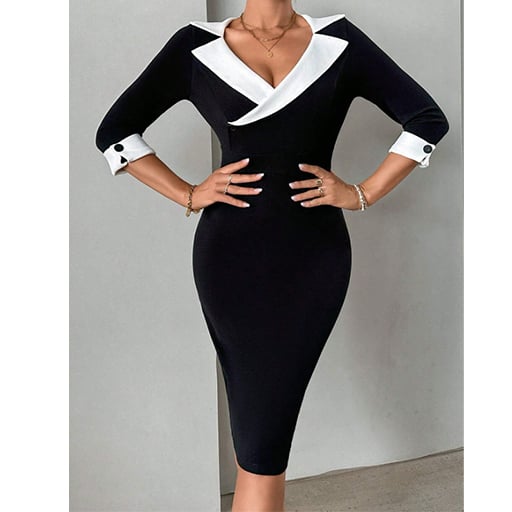 Contrast Collar Bodycon Dress - test outfit - AI Model cover image
