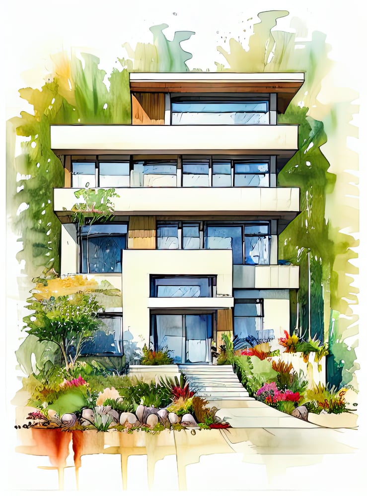 Modern house sketch - AI LoRA model on PixAI
