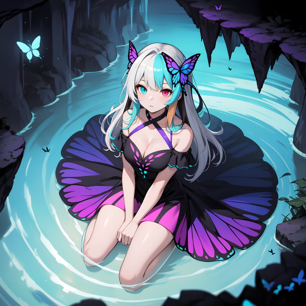 AI art "Butterfly 🩵❤️" for keywords masterpiece, best quality,