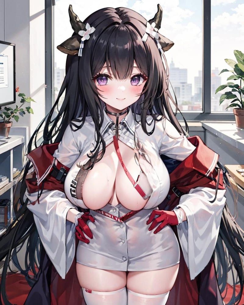 【Costume】【Cosplay】Center Opening Nurse Outfit of Perseus (Unfamiliar Duties) (Azur Lane) 英仙座的开胸护士服 - AI Model cover image