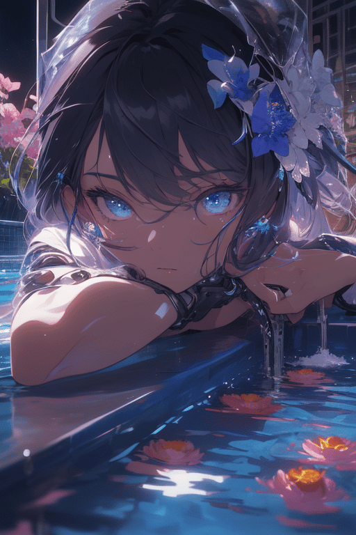 AI art "Late night swim"