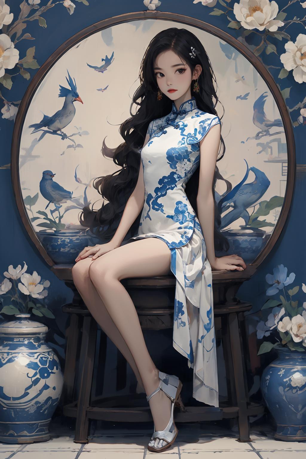 青花 blue-and-white | Chinese ornament - AI Model cover image