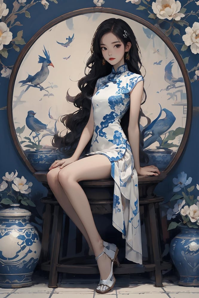 青花 blue-and-white | Chinese ornament - AI Model cover image