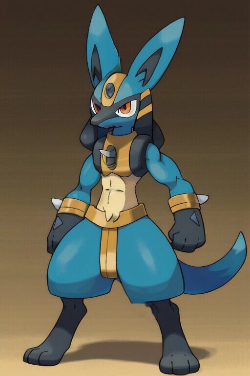 AI art "Egyptian Lucario 2" generated with Ken Sugimori Style