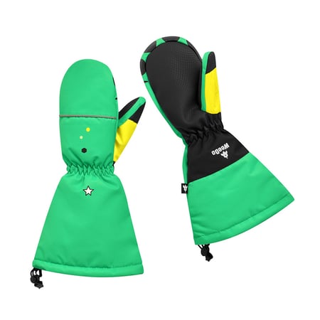 Kids snow mittens, WeeDo Funwear, WeeDo Green MONDO Mittens, Children's snow mittens