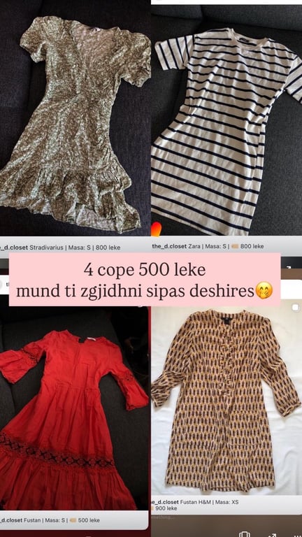 Fotografi e 4 fustane 500 leke plus nje dhurate në LIST.AL