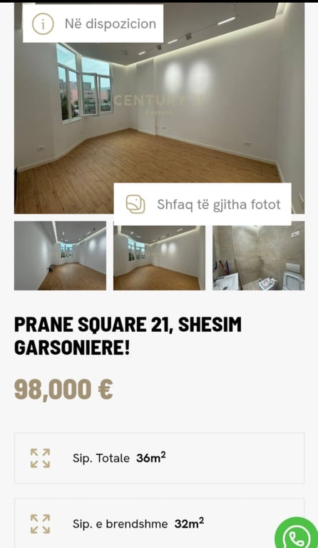 Fotografi e Shitet garsonjere tek Square 21 në LIST.AL