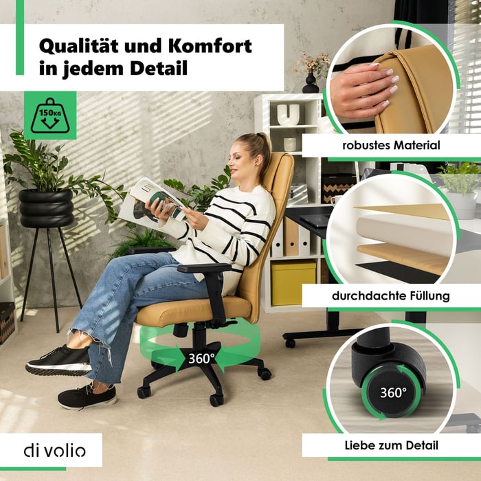 Eleganter Bürostuhl Adelo in Beige von di volio