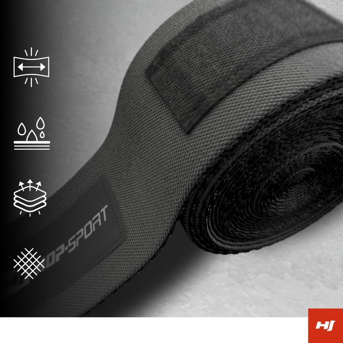 Czarne owijki wchłaniające wilgoć marki Hop-Sport