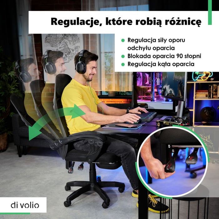 Regulowane oparcie fotela biurowego Sporte pozwala zadbać o ergonomię 