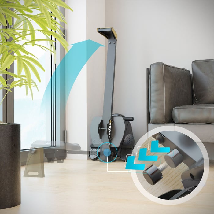 Klappbares Rudergerät für Heimgebrauch, leicht transportierbar mit Rollen