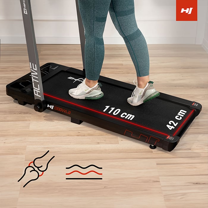 HS-1300WLB mit Dämpfung & 42×110 cm Lauffläche – gelenkschonend marschieren & joggen im eigenen Zuhause