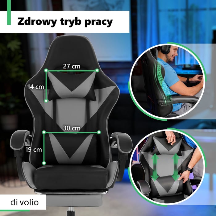 Fotel gamingowy Ragazo został zaprojektowany z myślą o uldze dla Twoich pleców
