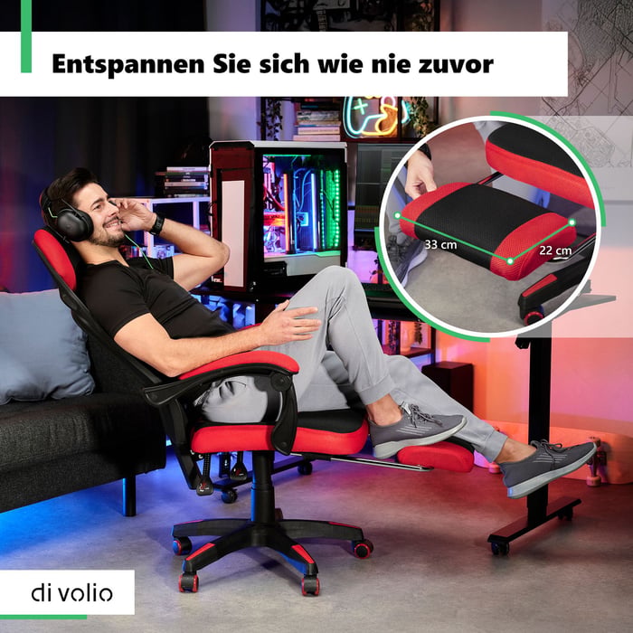 Gamingstuhl mit Fußstütze Sporte
