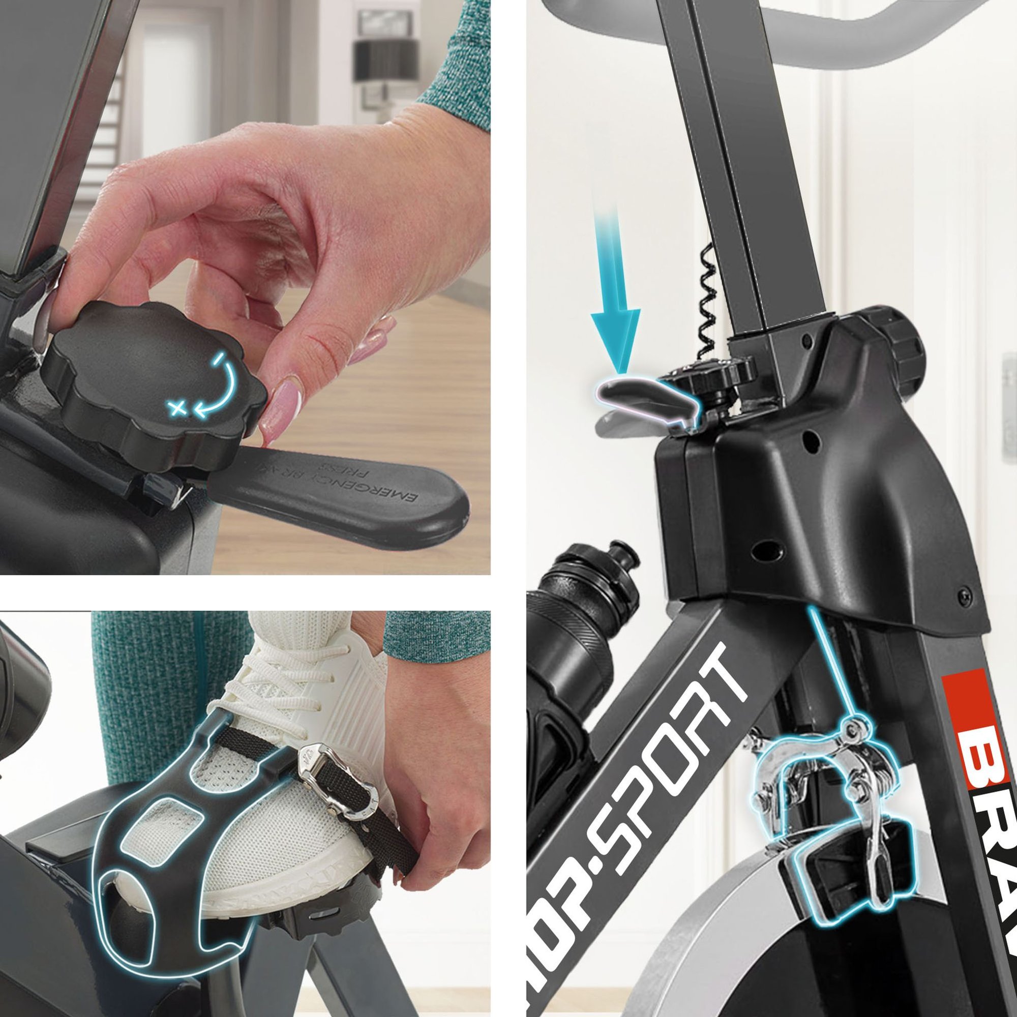 Indoor Bike HS-045IC Bravo mit Sicherheitspedalen, Notbremse und stabiler Konstruktion