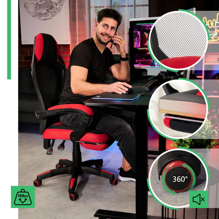 Sieťovaný materiál, z ktorého je vyrobená opierka chrbta, opierka hlavy a opierka nôh