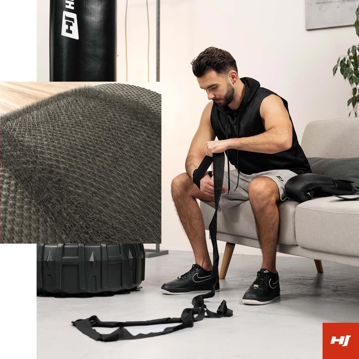 Czarne owijki bokserskie Hop-Sport zapinane na rzep