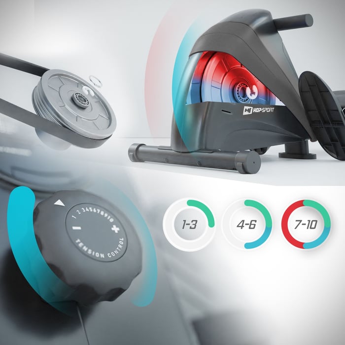 Rudergerät mit 10 Widerstandsstufen, individuell einstellbarer Trainingsintensität