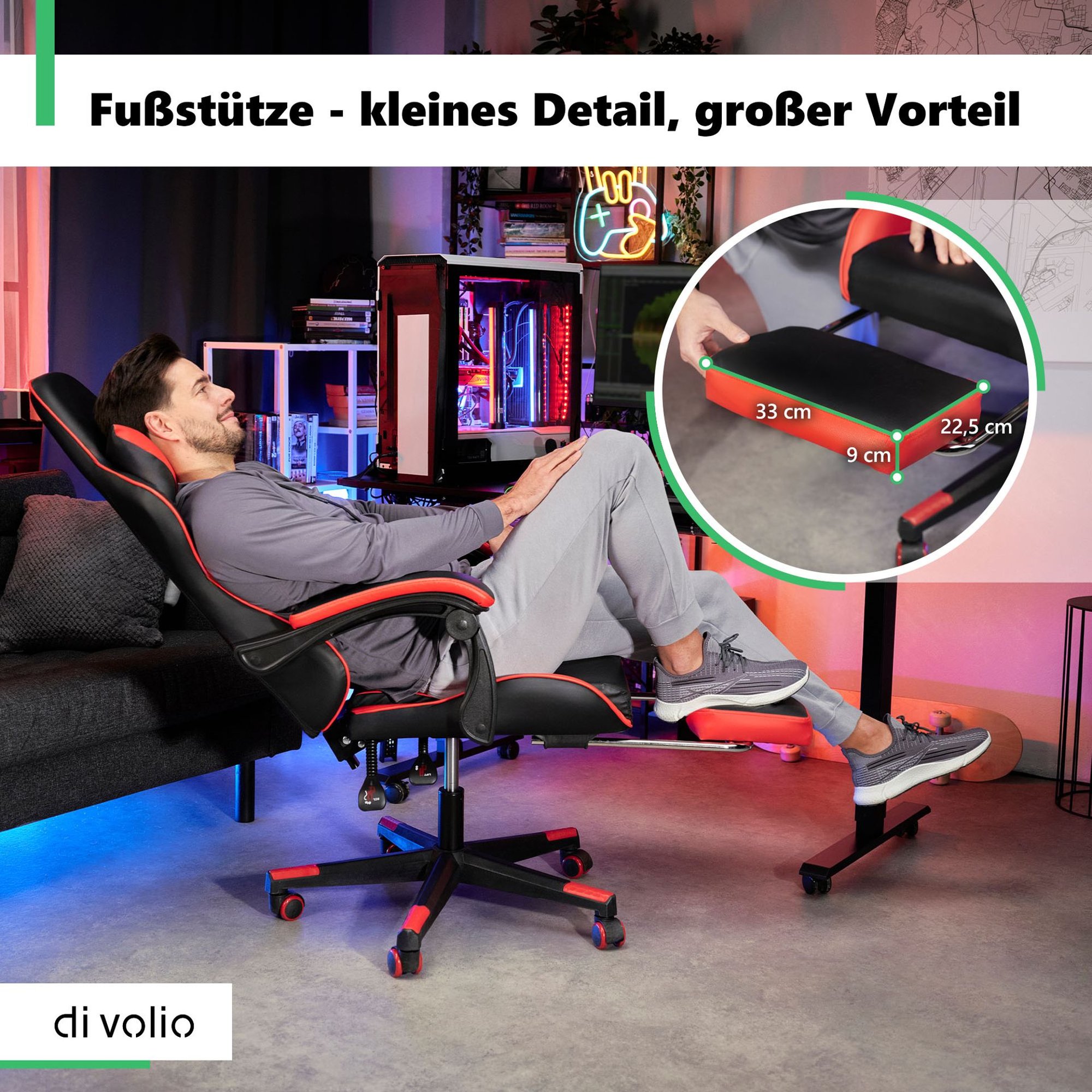 Fußstütze für mehr Komfort beim Spielen