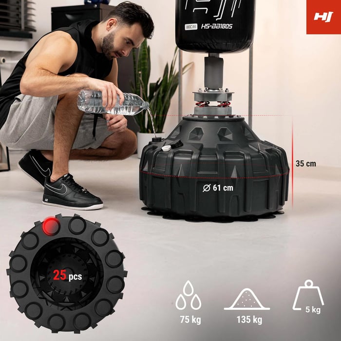 Możliwość wypełnienia podstawy worka bokserskiego wolnostojącego 180cm Hop-Sport