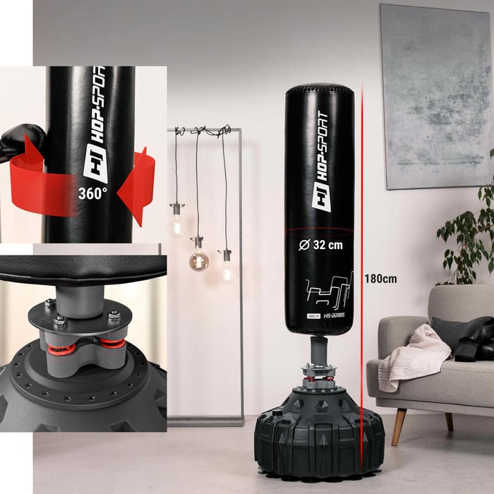 Grafika pokazuje całkowitą wysokość worka 180cm marki Hop-Sport