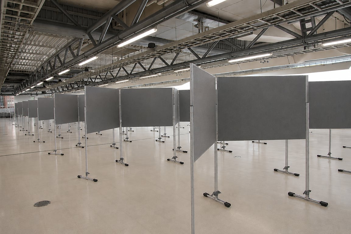 Poster boards installed at a venue
