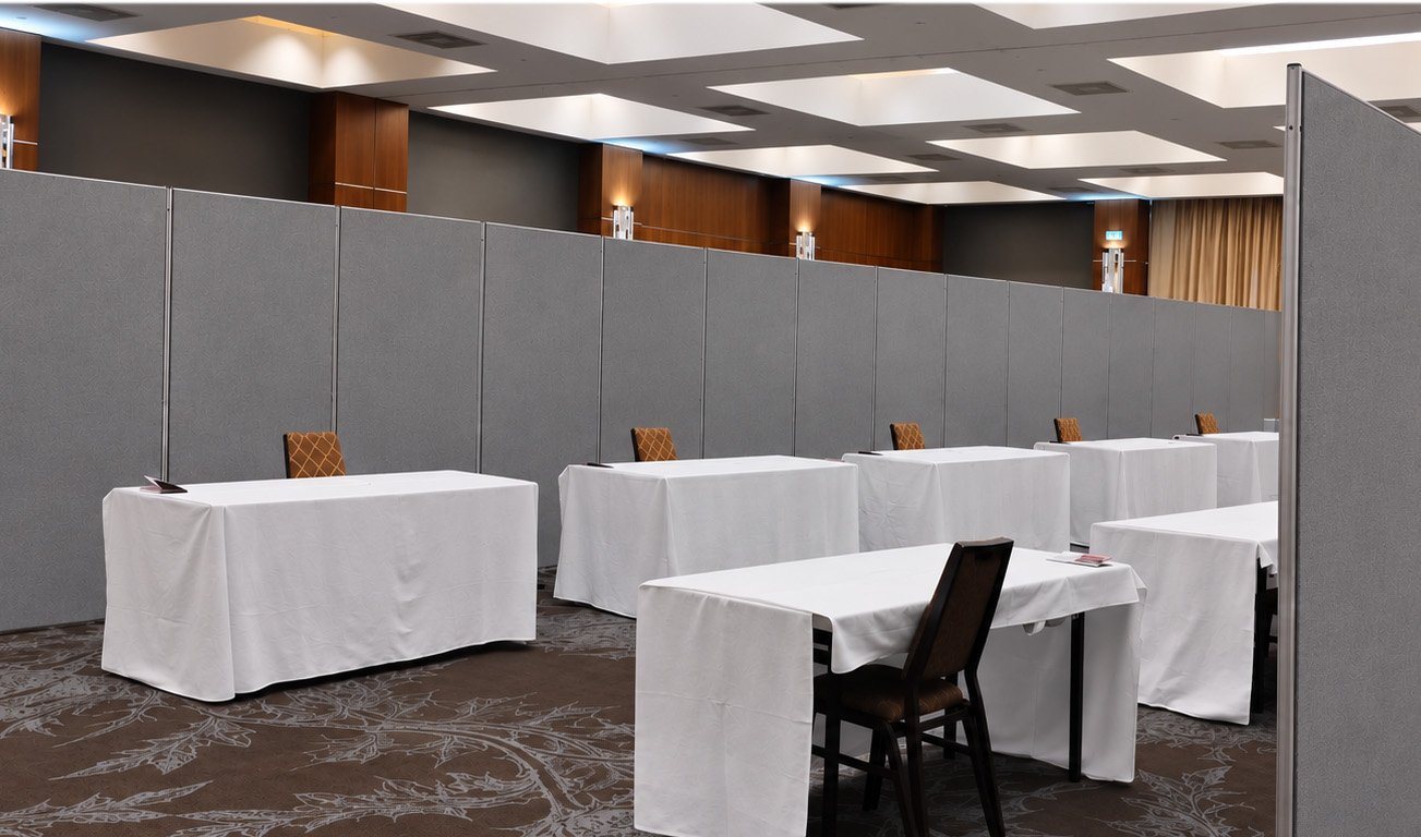 Boards set up for an academic conference