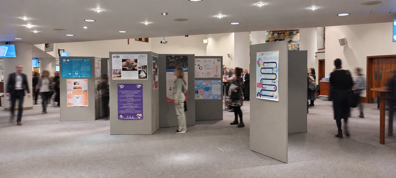 Poster boards installed at a venue