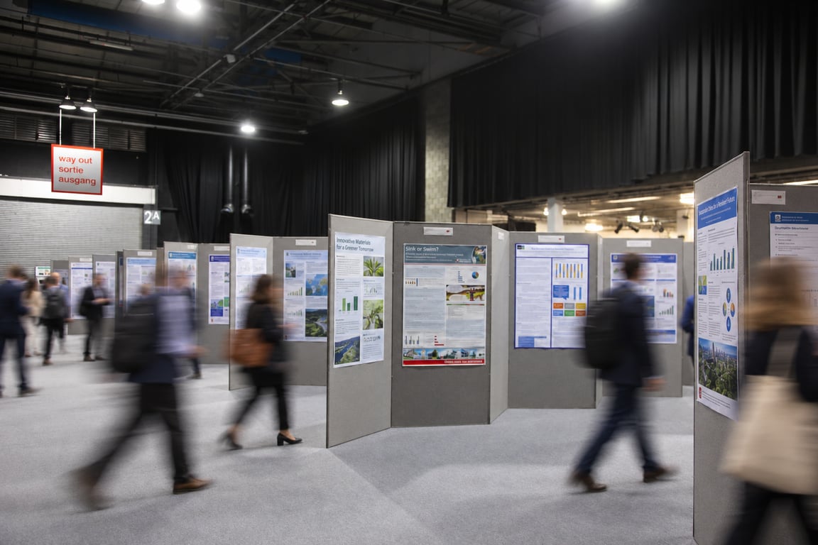Poster boards installed at a venue