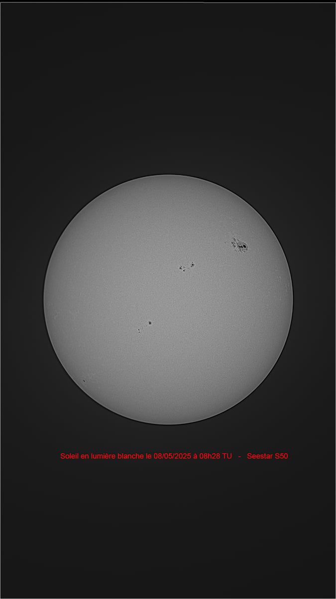 Soleil en lumière blanche 08052025 08h28TU