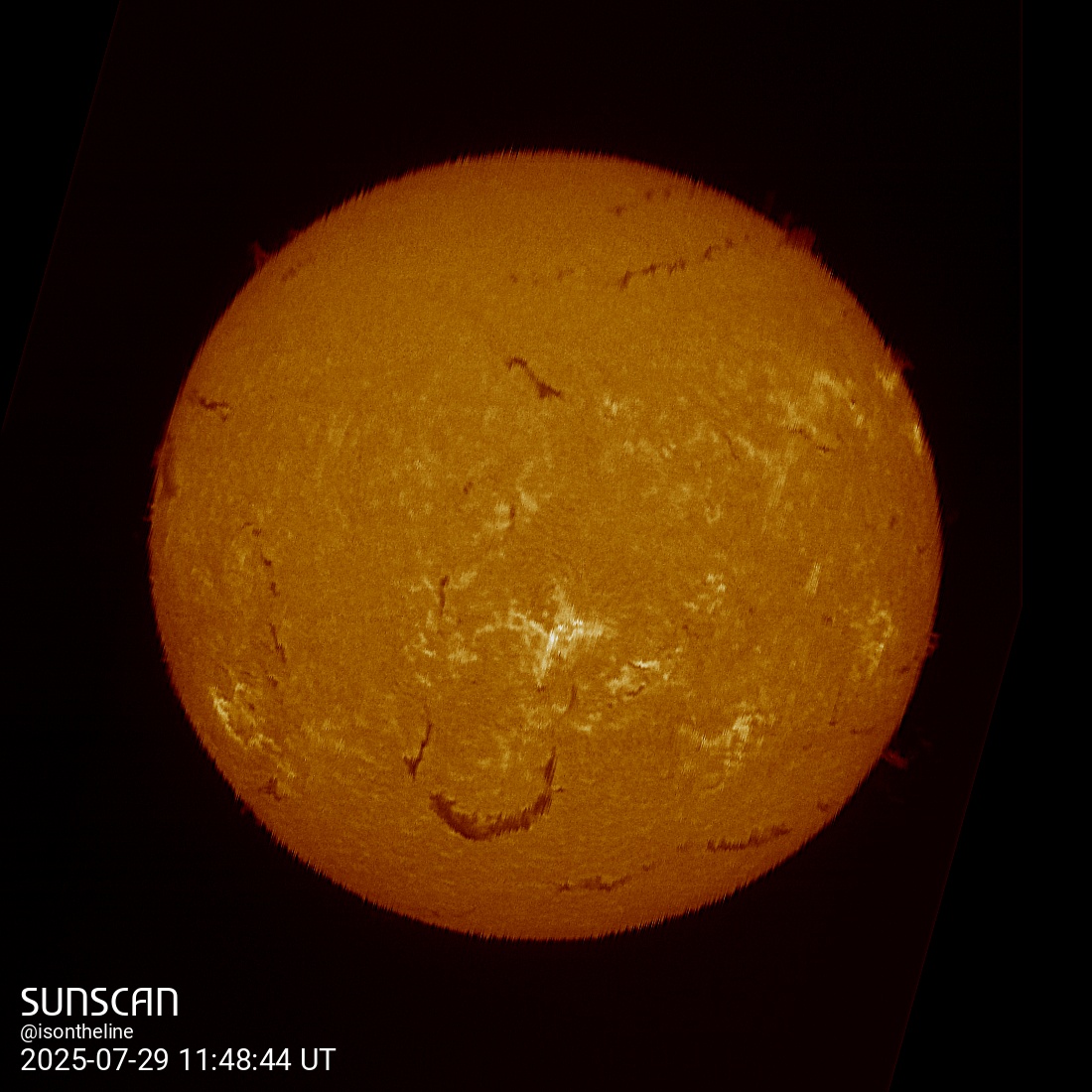 Sunscan H-Alpha 29 juillet 2025 à La Meyze