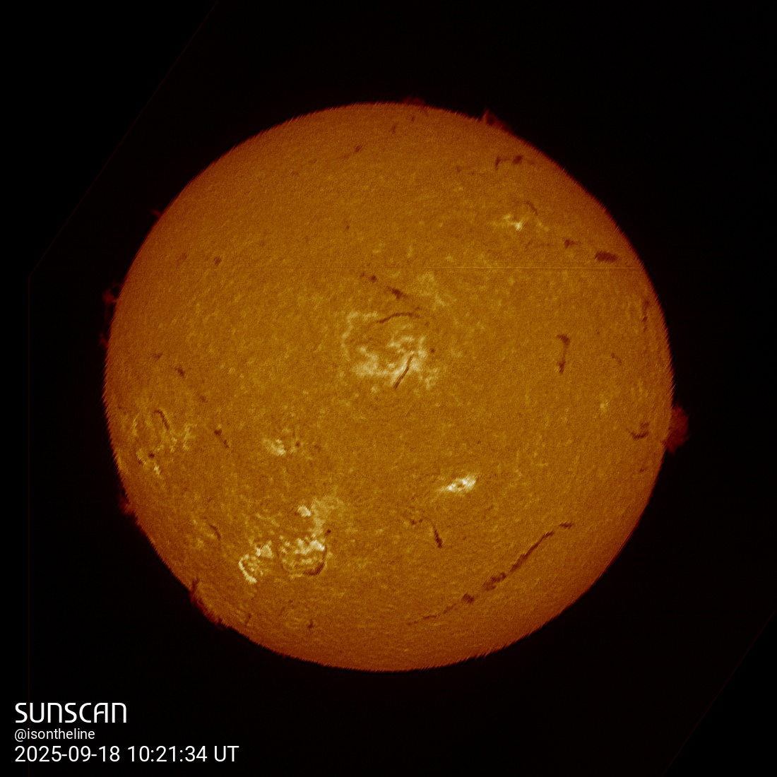 Sunscan H-Alpha 18 septembre 2025 à La Meyze