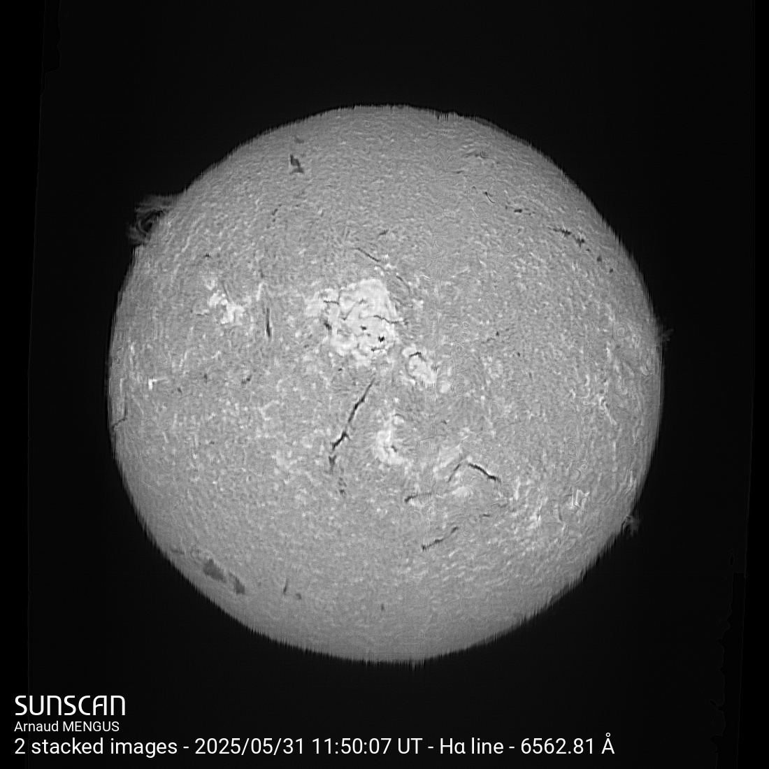Sunscan H-Alpha (2 x stack) 31 mai 2025 à La Meyze