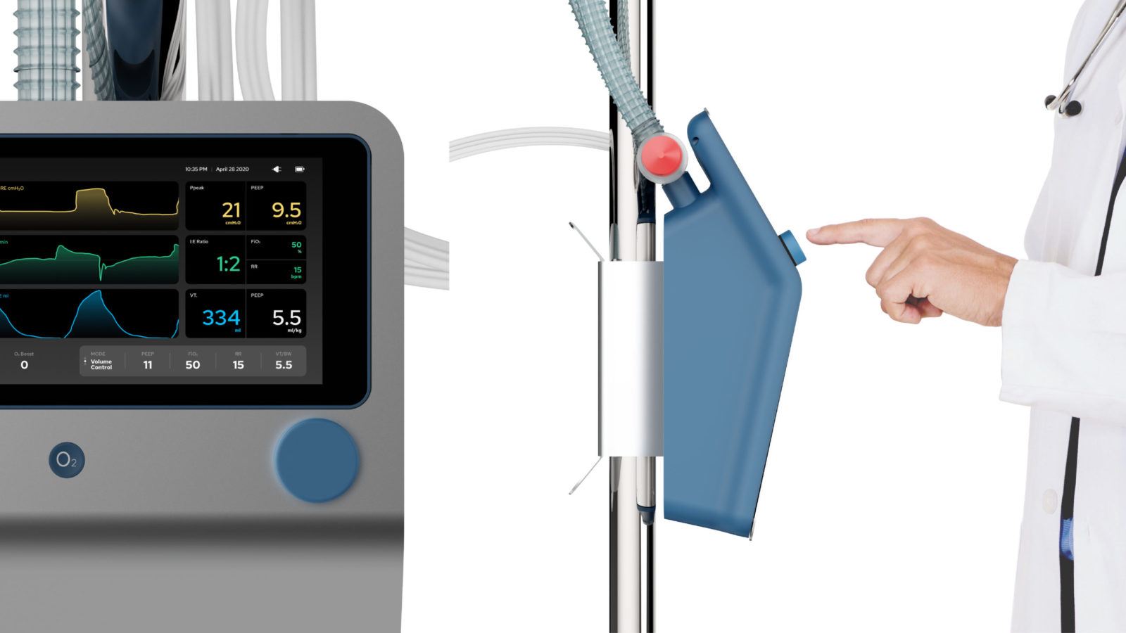 CoVent ventilator with health metrics display