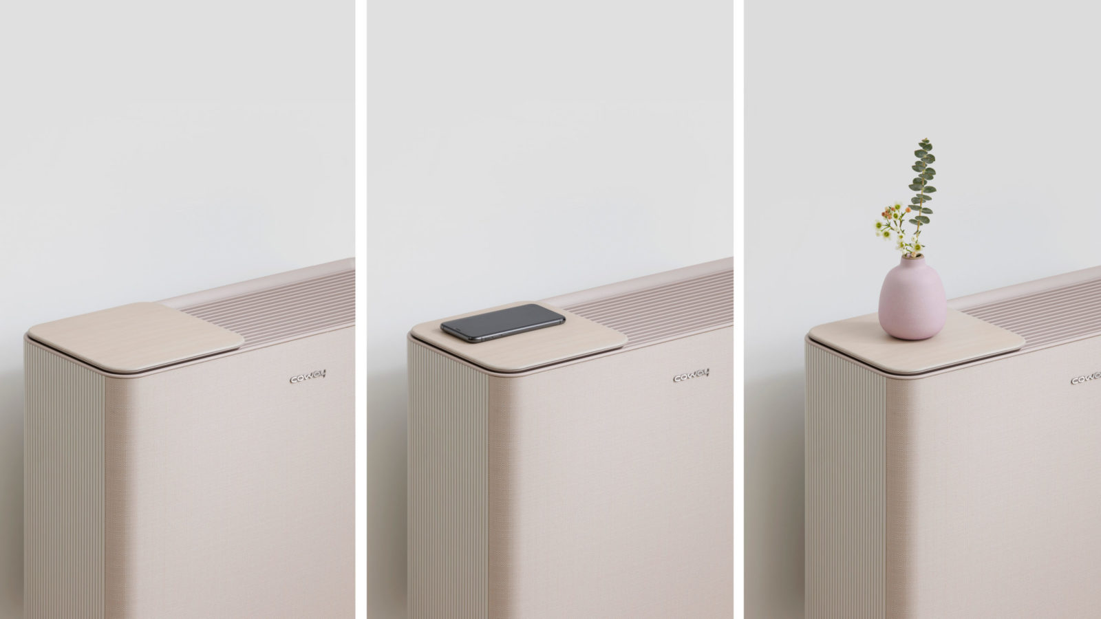 Coway beige radiator with plant vase