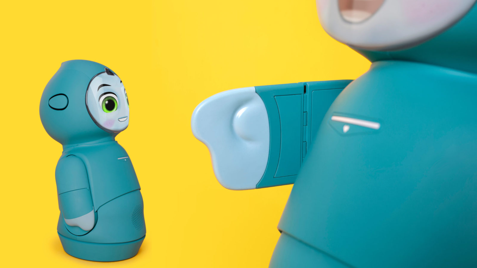 Embodied two Moxie robots size comparison