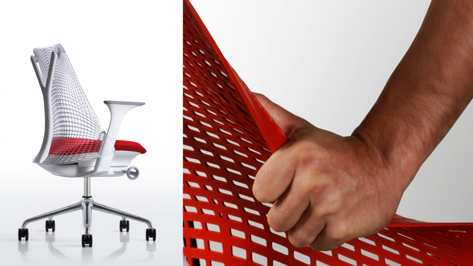 Herman Miller Sayl chair red Y-tower design