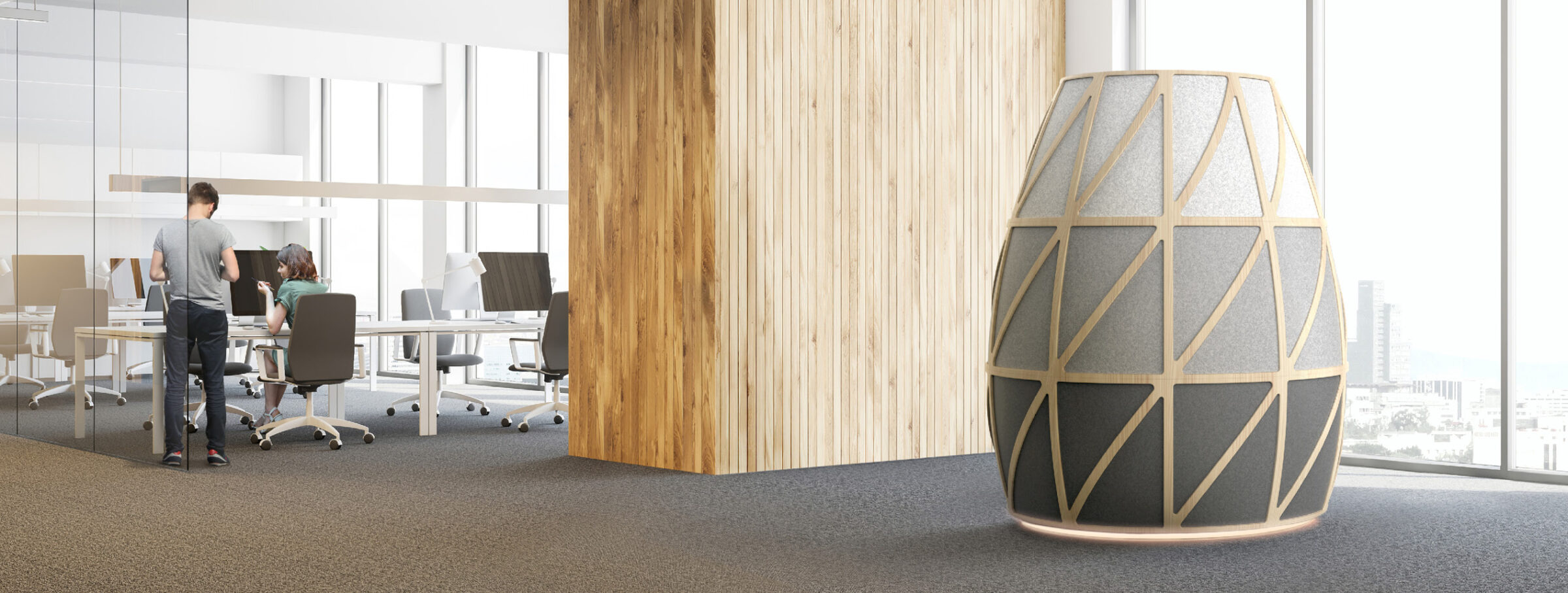 OpenSeed modern office with wooden wall