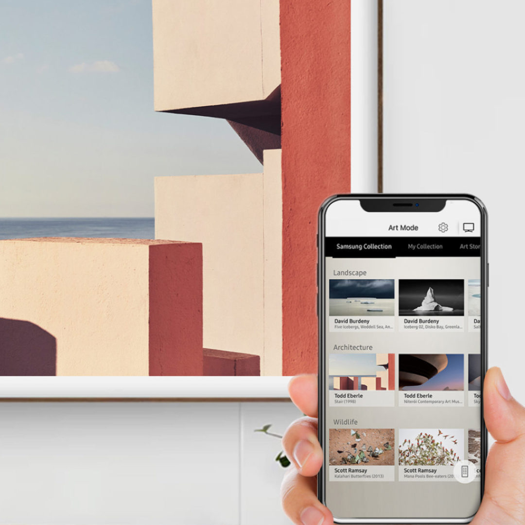 Samsung Frame TV artwork browsing on smartphone