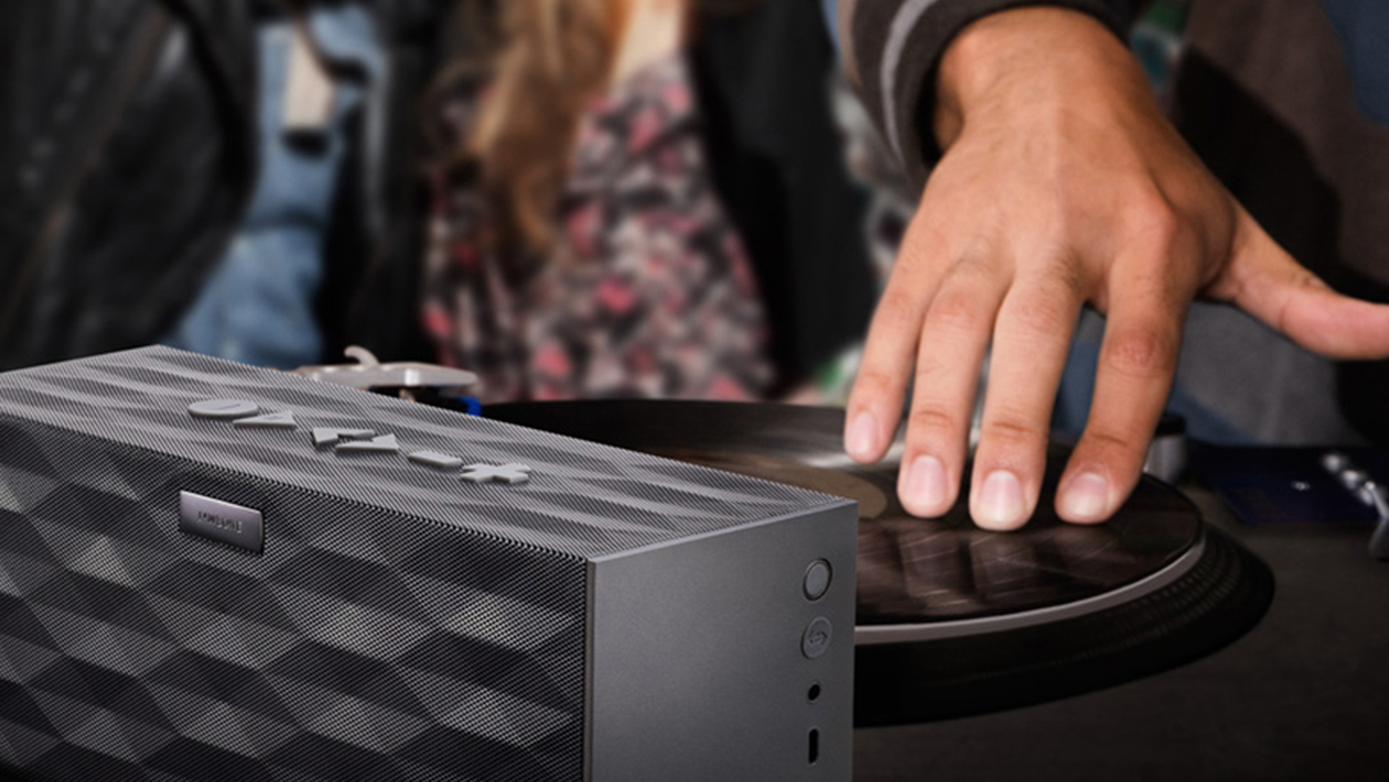 Big Jambox DJ at mixing console