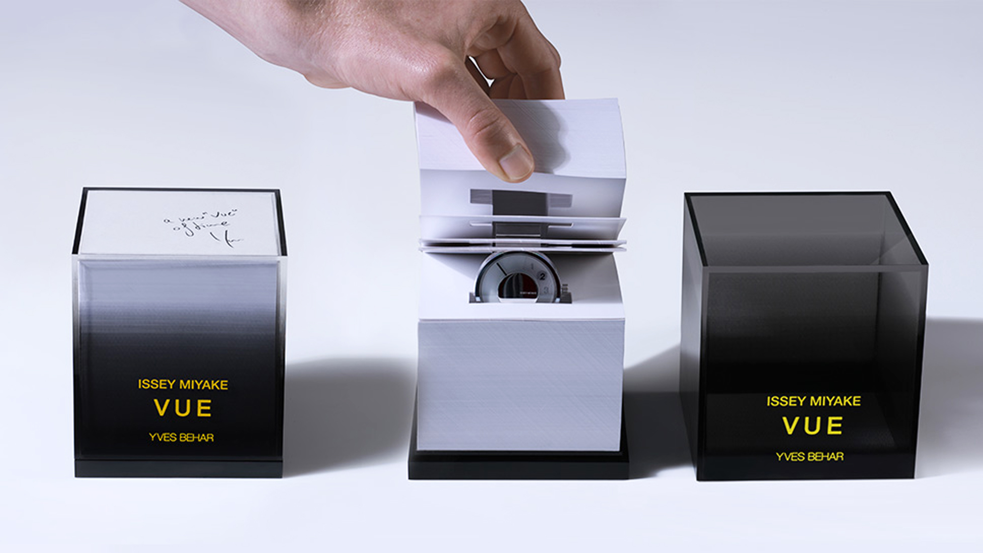 Issey Miyake VUE watch packaging cubes