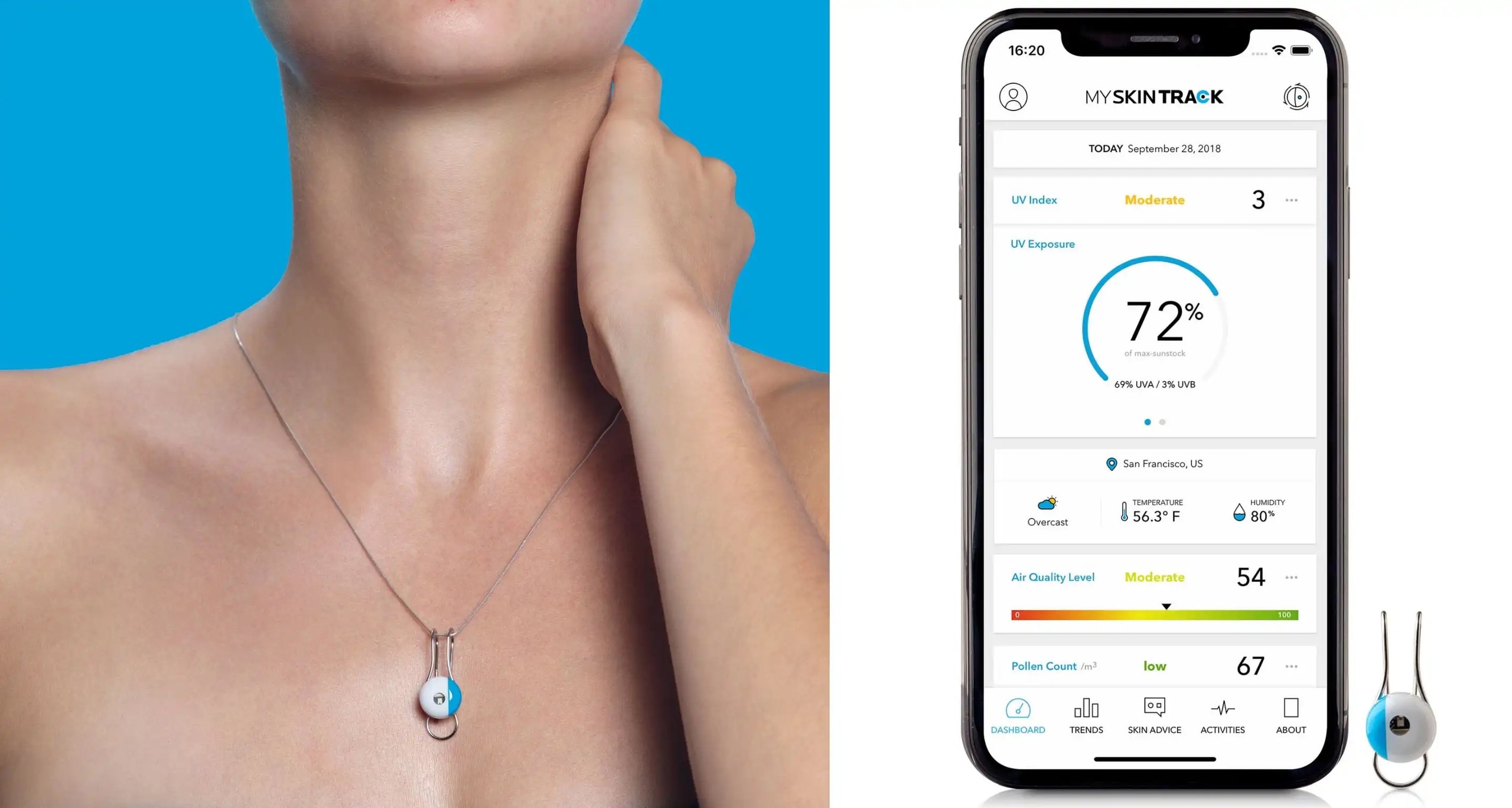 L'Oreal wearable sensor and companion smartphone app