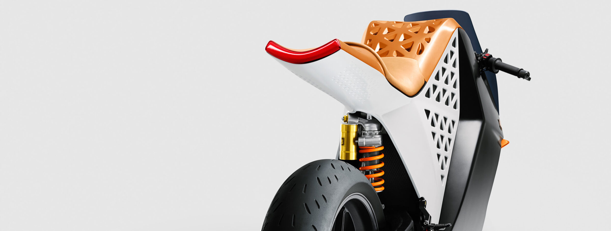 Mission Motors motorcycle with a small engine and chain guard